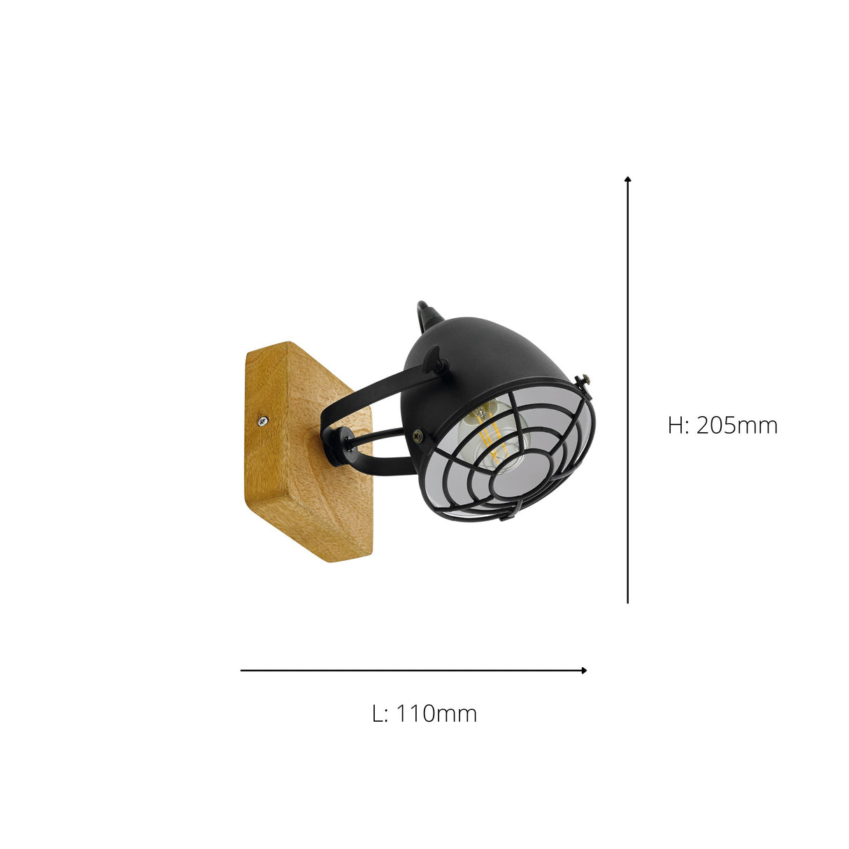 Eglo EU Gatebeck Single Spotlight E14 Wood Black