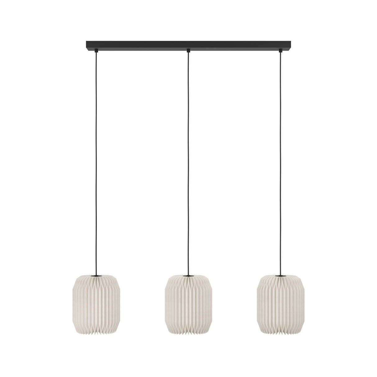 Eglo EU Belgrave Black Steel & White Paper Contemporary 3-Light Pendant