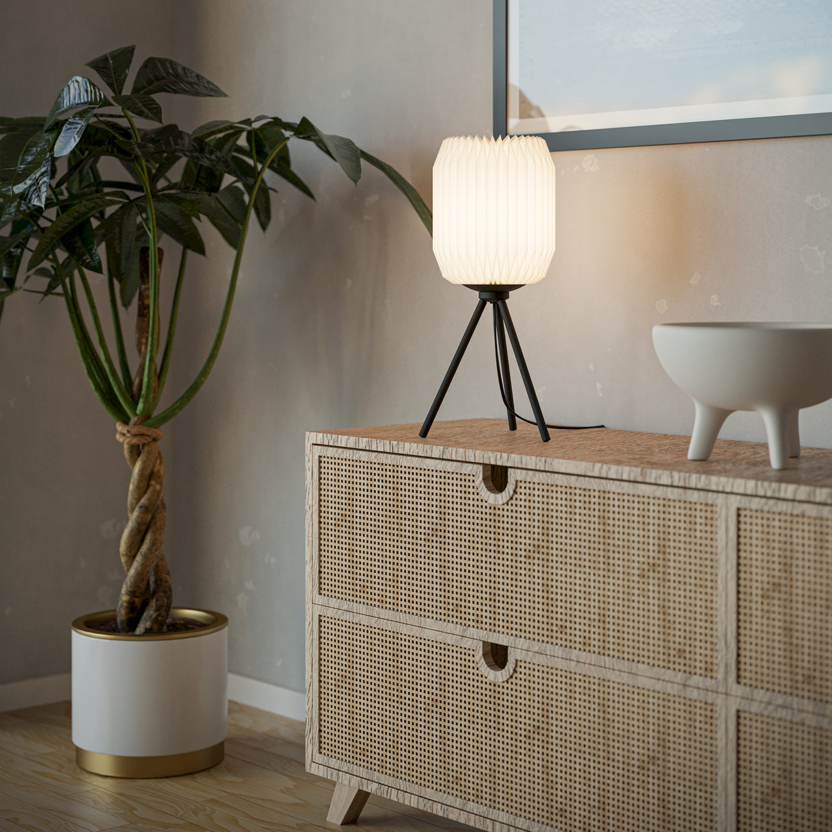 Eglo EU Belgrave Black Steel & White Paper Contemporary Table Lamp