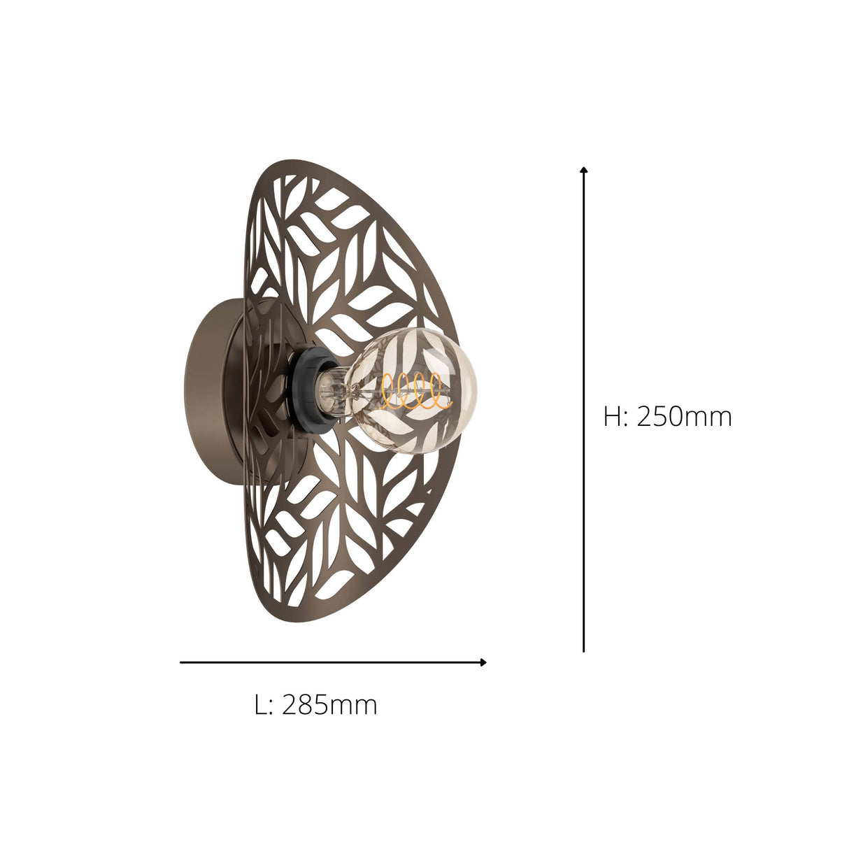 Eglo EU Swaby Decorative Leaf Cut Wall Light in Dark Brown