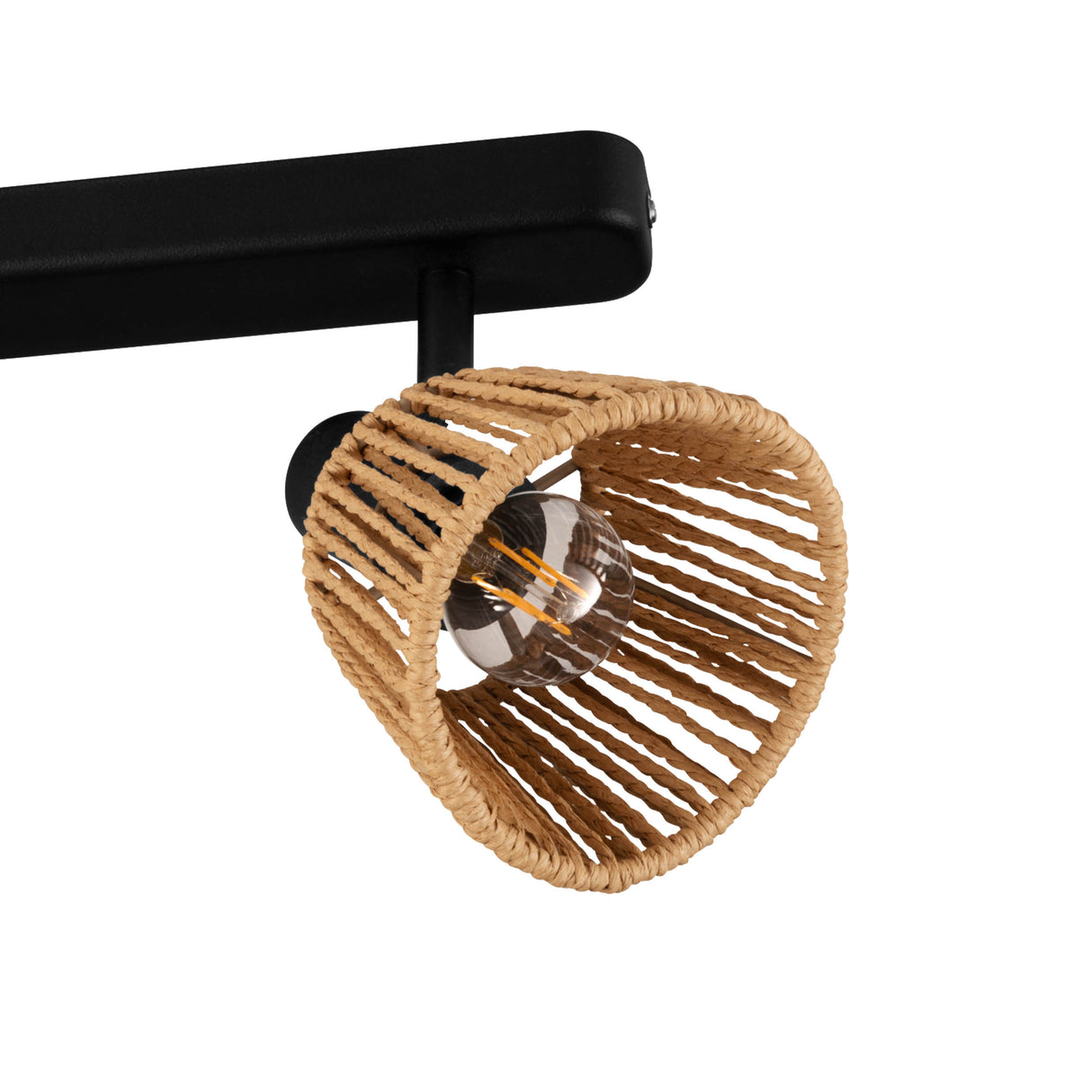 Eglo EU Keelby Dual Ceiling Spotlight Black Steel with Natural Paper Shades E14