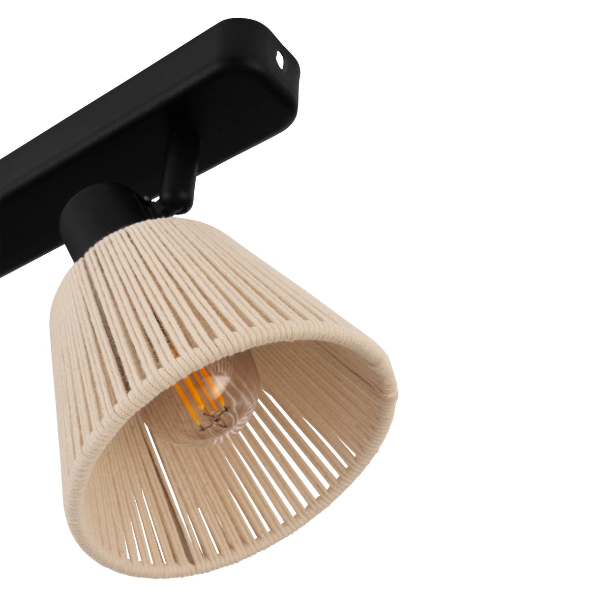 Eglo EU Seagard Beam 3 Light Triple Cream Thread Spotlight with Black Metal Frame