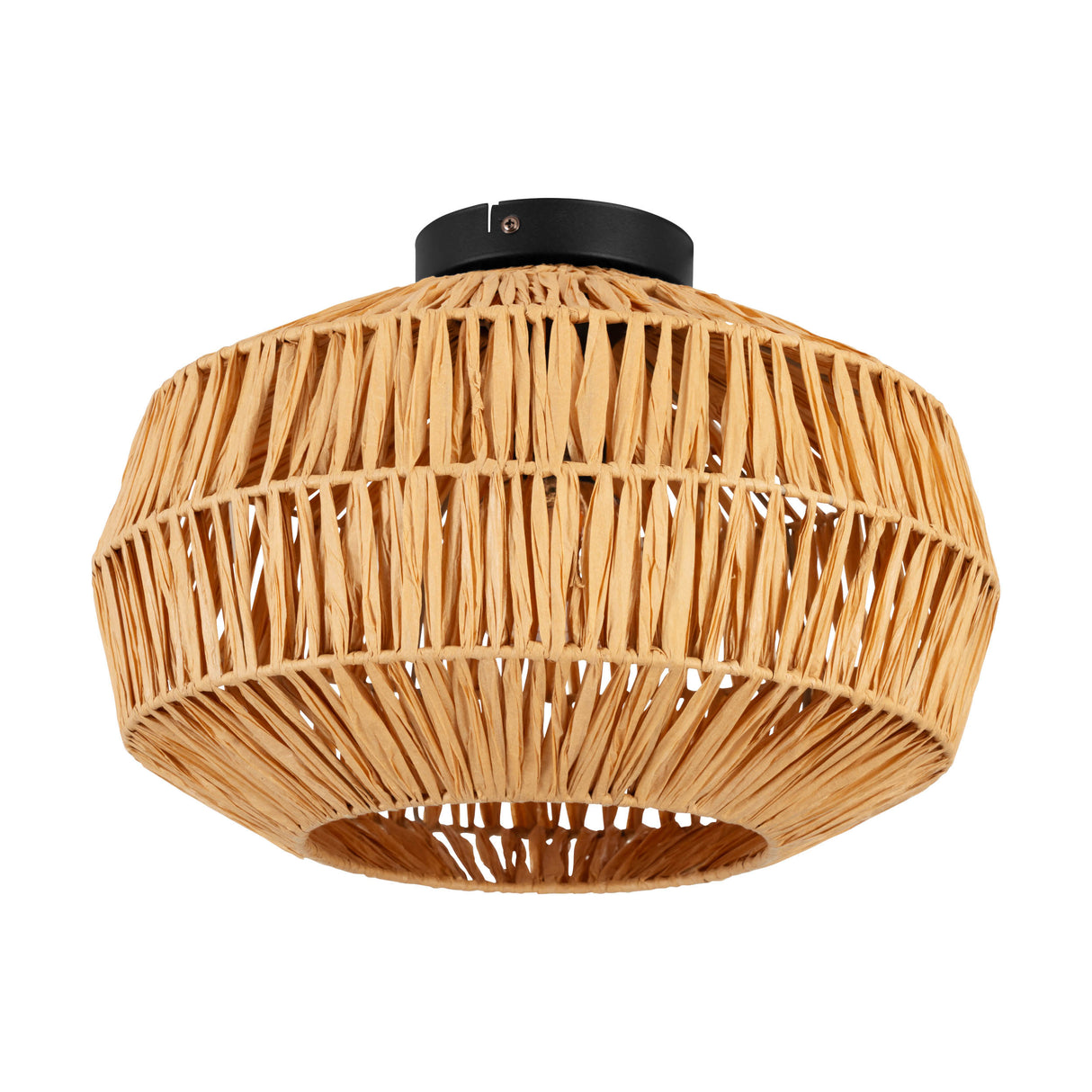 Eglo EU Sheldon Ceiling Natural Rope Ceiling Light with Black Metal Contrast