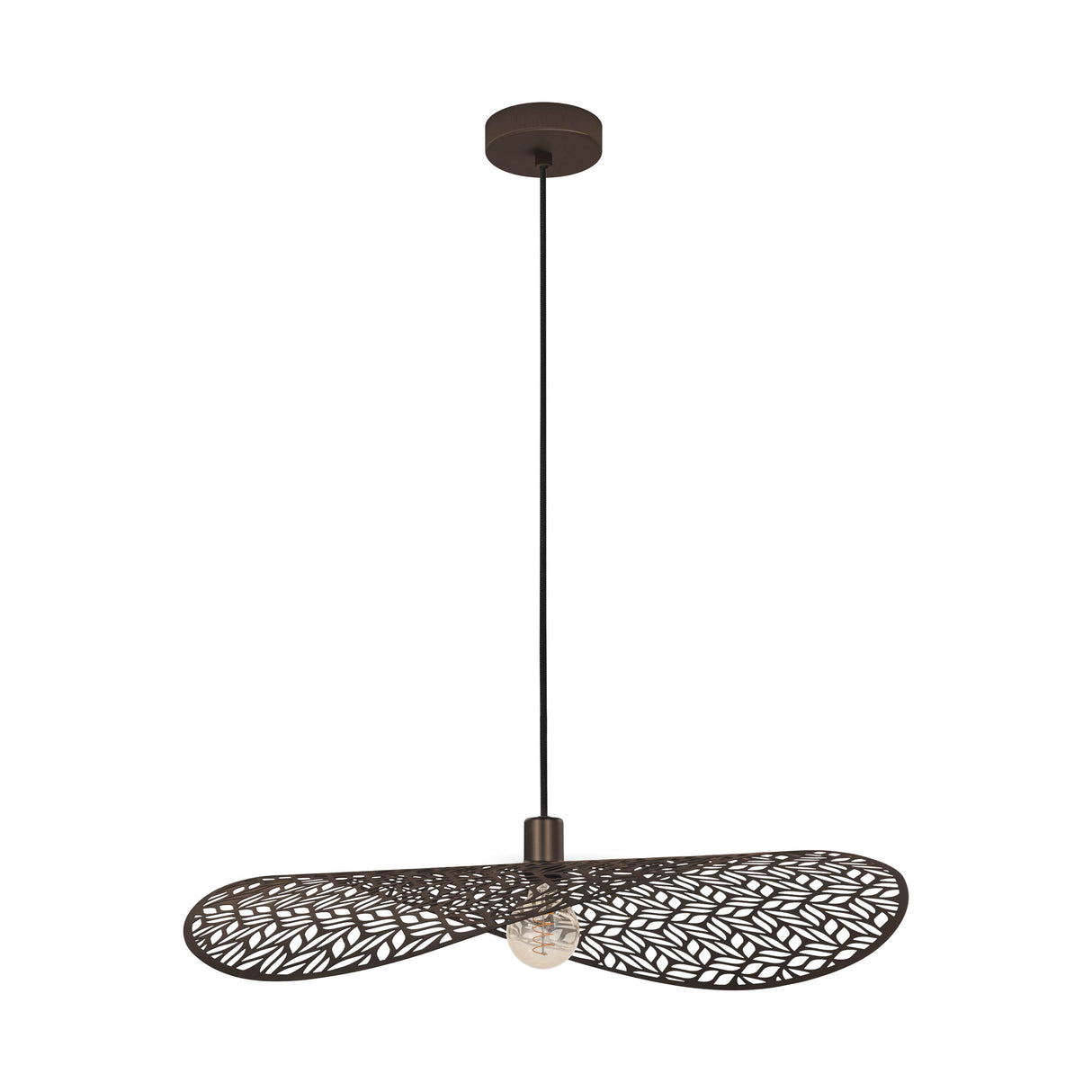 Eglo EU Swaby Pendant Brushed Bronze Leaf Pattern Pendant Light
