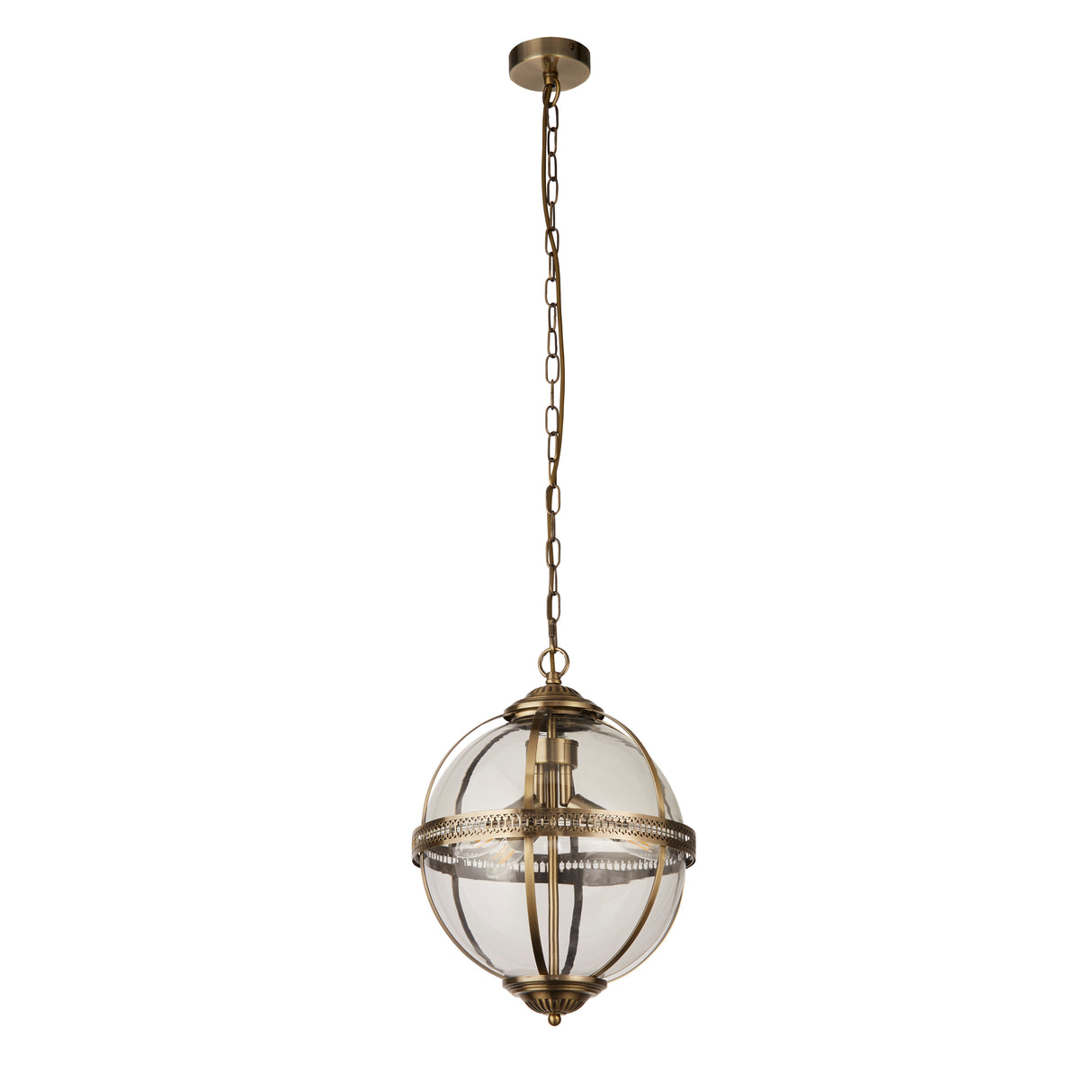 Searchlight Electric Coronet 3Lt Pendant - Antique Brass Metal & Glass 44213-3AB