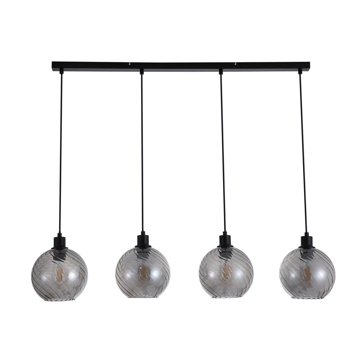 Searchlight Electric Radiance 4Lt Bar Pendant, Black Metal and Smoked Glass 44520-4SM