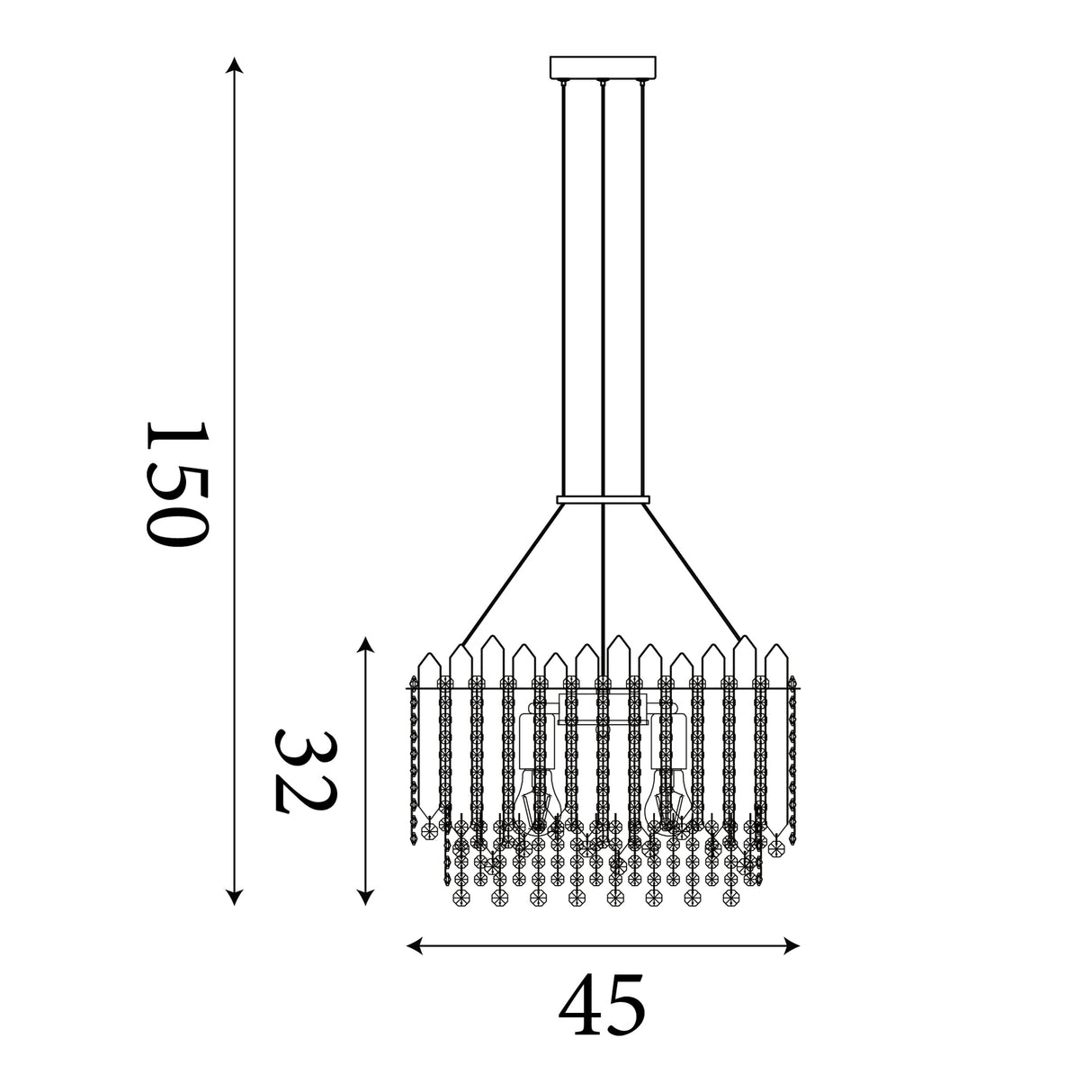 Searchlight Electric Spear 8Lt Pendant, Gold Metal with Clear Crystal 44710-8GO
