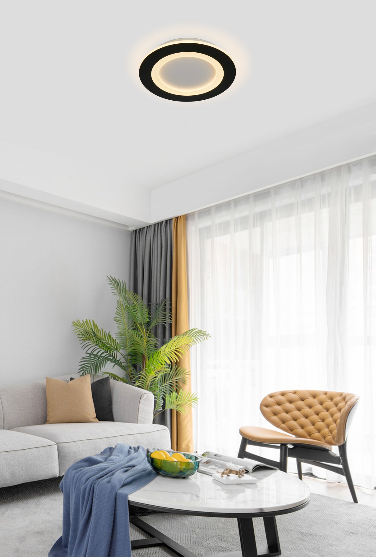 Searchlight Electric Ringo LED Round Flush. Matt Black 44713BK