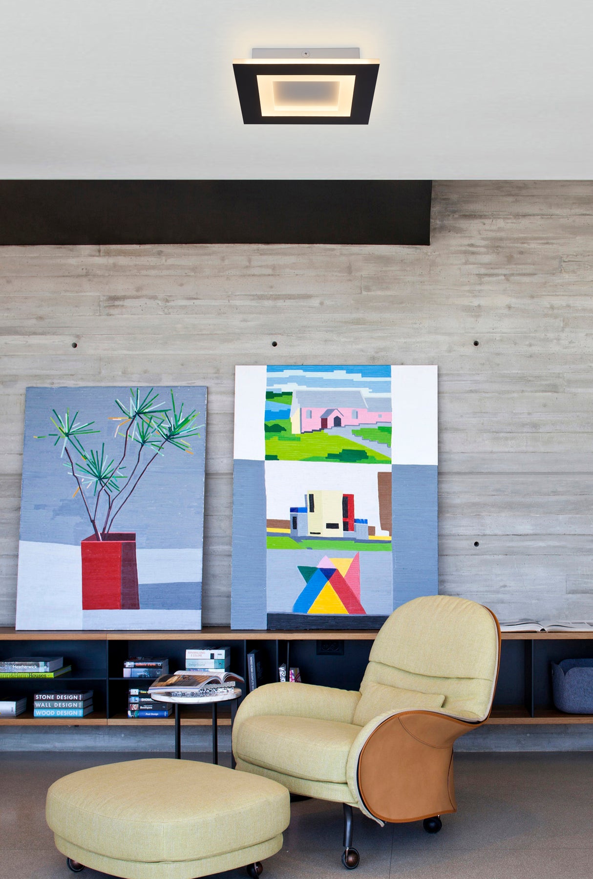 Searchlight Electric Squary LED Square Flush. Matt Black 44714BK