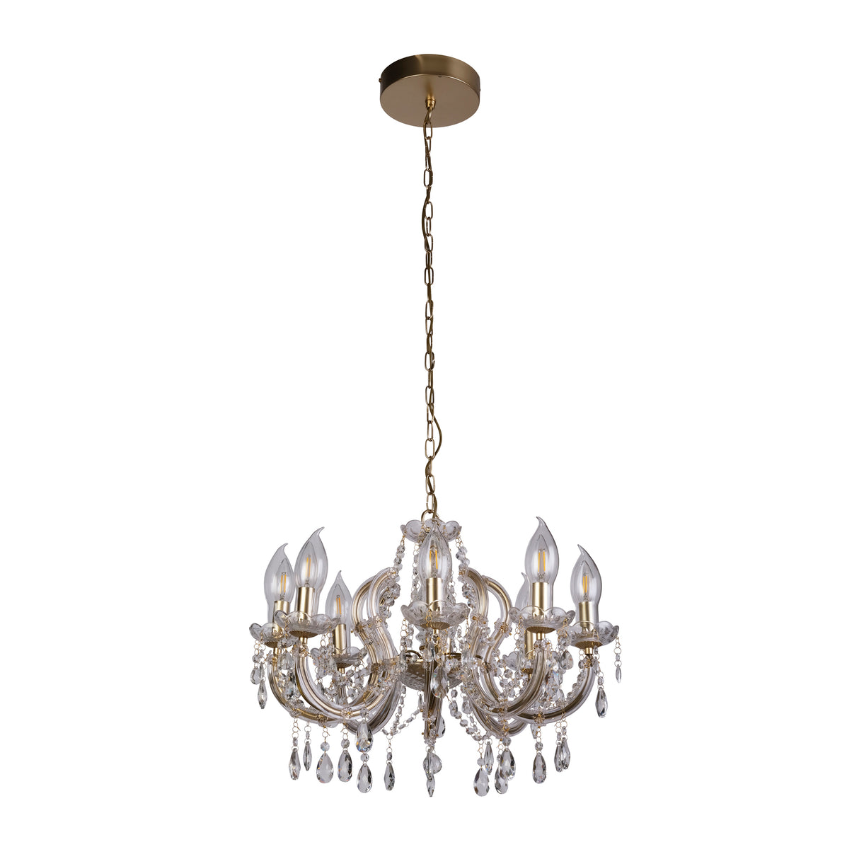 Searchlight Electric Utah Outdoor 8Lt Pendant - Gold & Crystal 44761-8GO