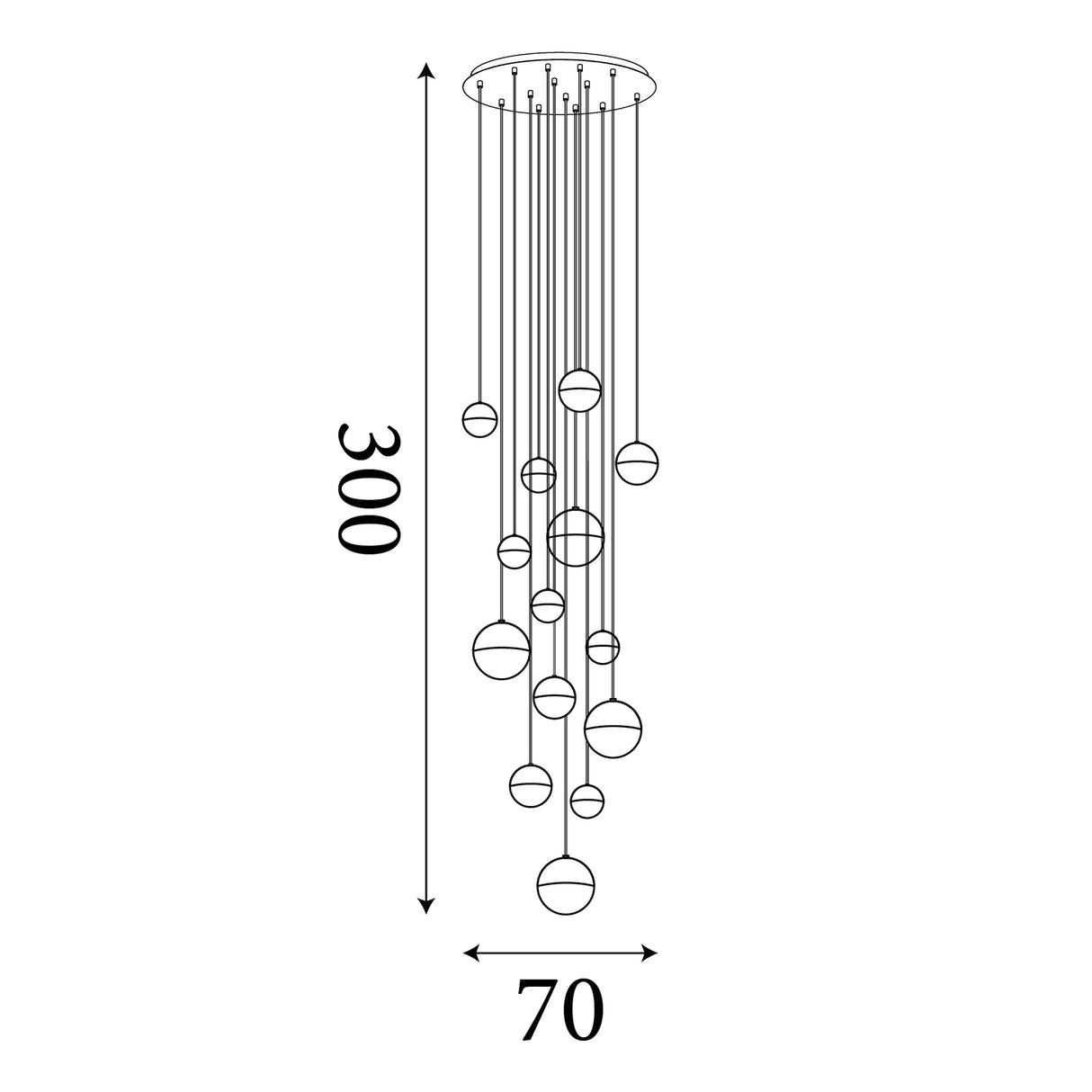 Searchlight Electric Planets 14Lt Multi-Drop - Copper, Chrome & Satin Brass 4514-14