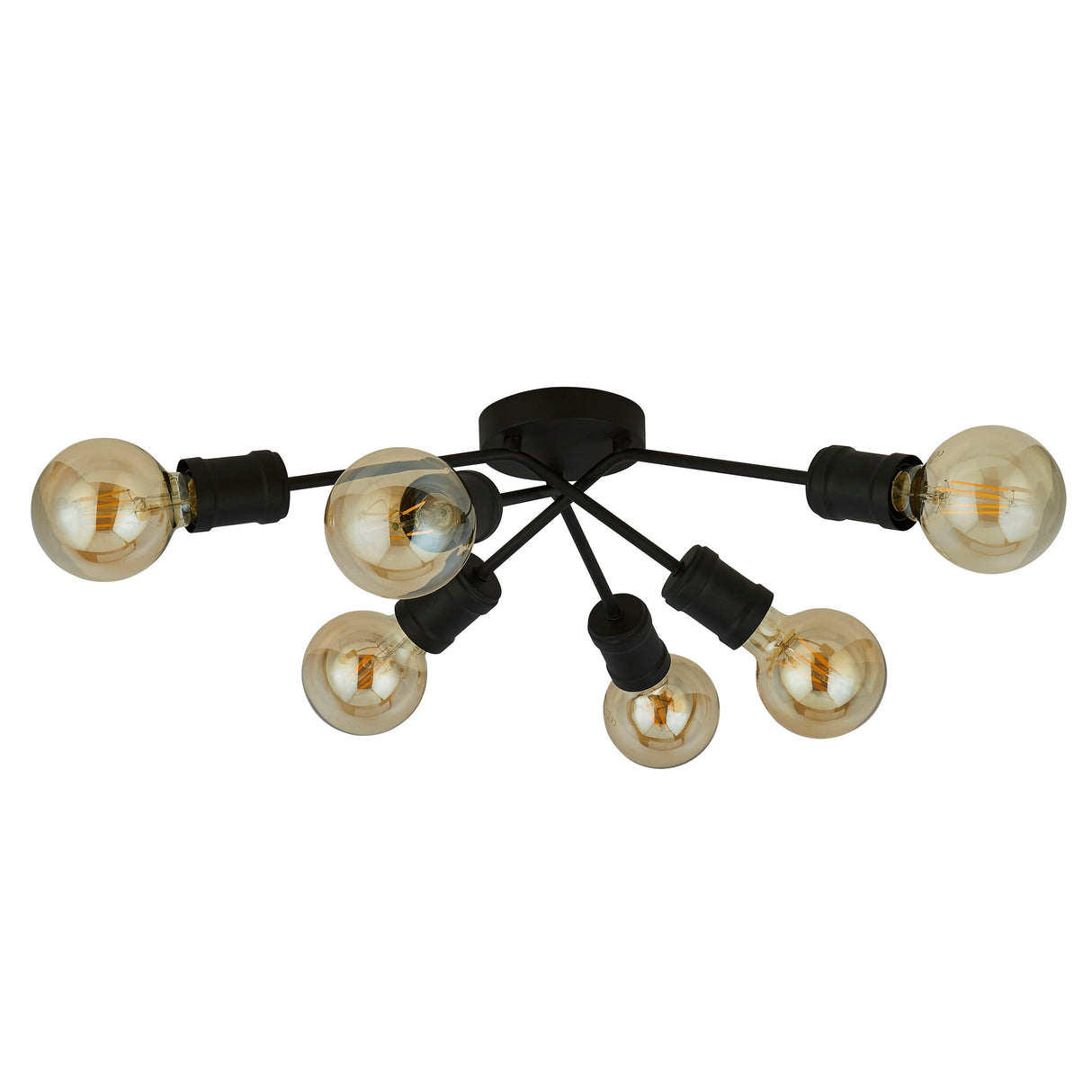 Searchlight Electric Dance 6Lt Flush - Sand Black Metal 45201-6BK
