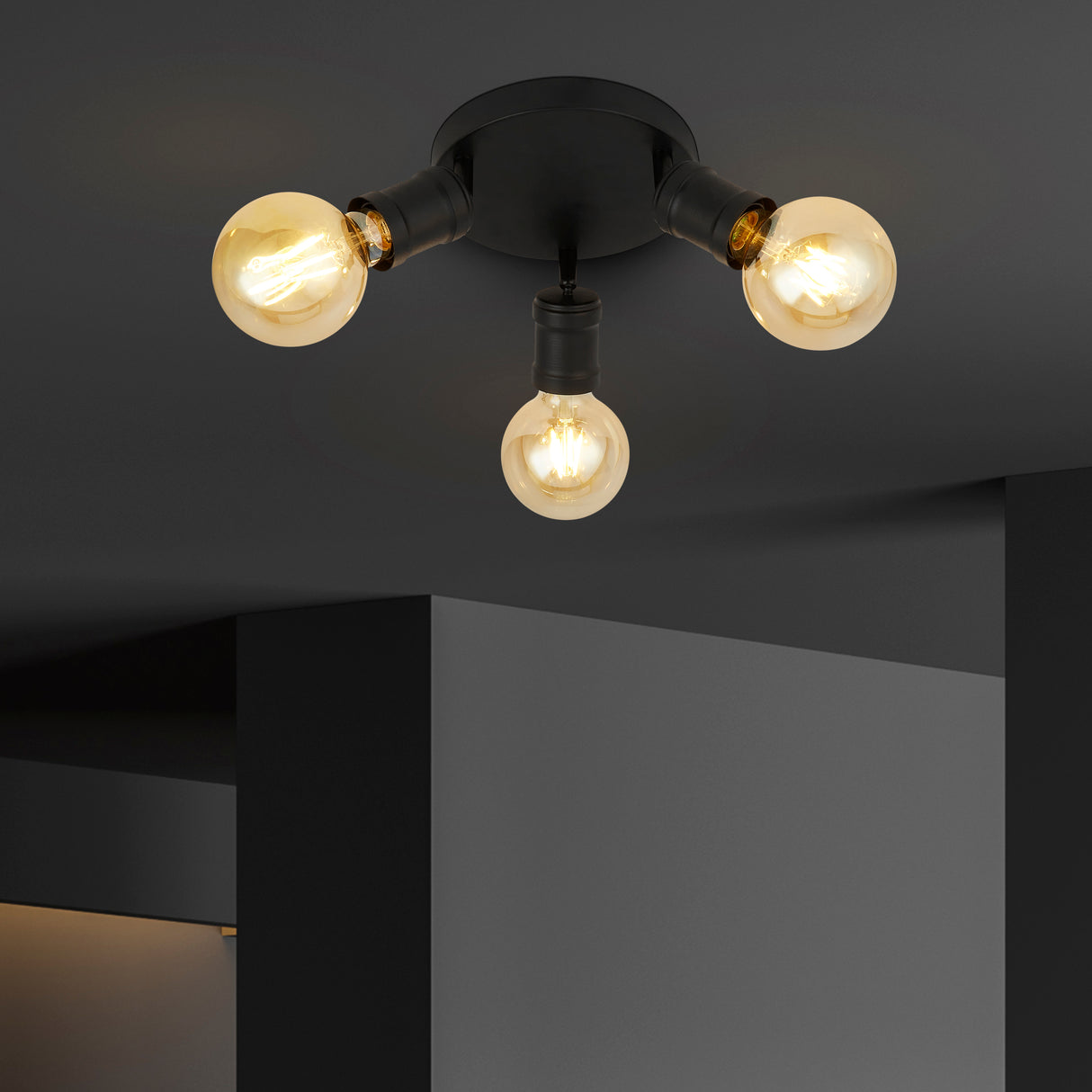 Searchlight Electric Dance 3Lt Flush - Sand Black Metal 45202-3BK