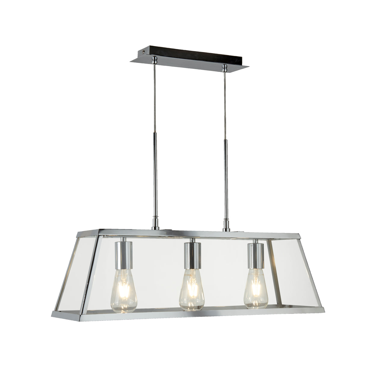 Voyager 3Lt Bar Pendant - Chrome Metal & Glass