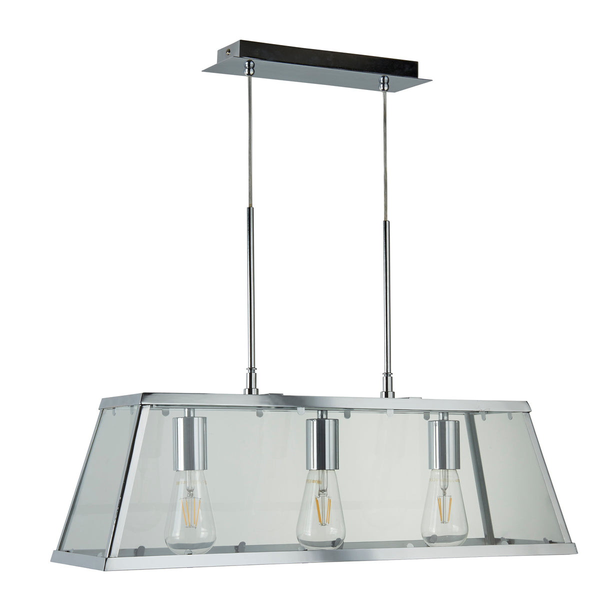 Searchlight Electric Voyager 3Lt Bar Pendant - Chrome Metal & Glass 4613-3CC