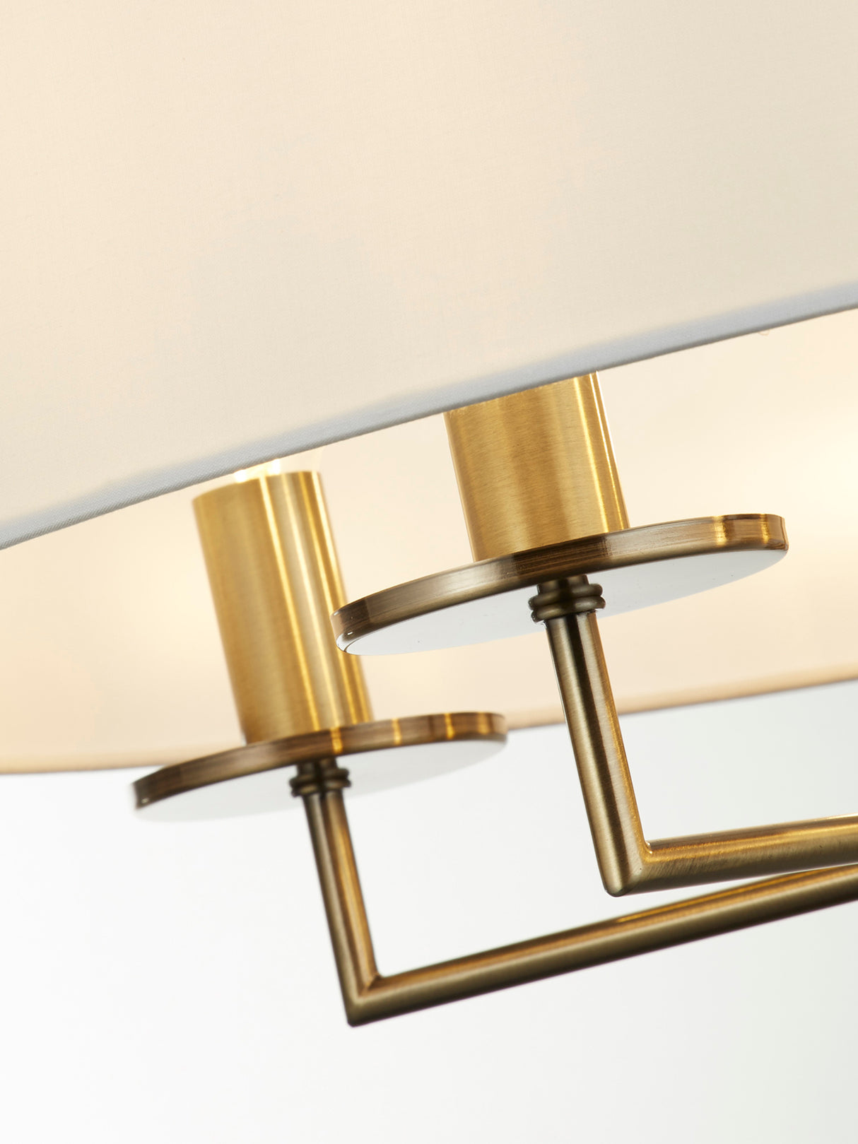 Searchlight Electric Knightsbridge 5Lt Pendant- Antique Brass & White Linen Shade 4785-5AB