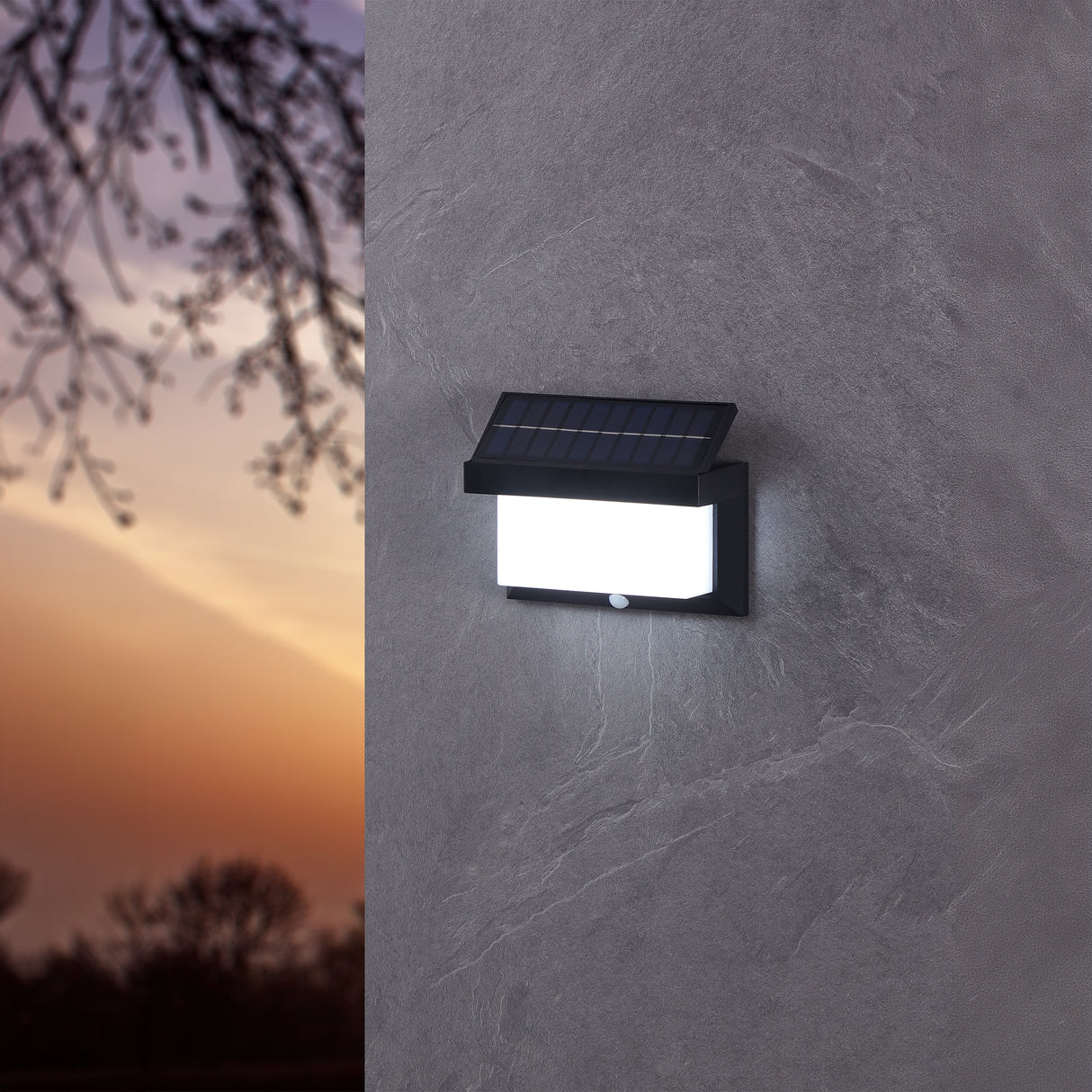 Eglo EU UTRERA Solar Wall Light – Black Plastic, Motion Sensor, Dimmable LED, Outdoor Lighting