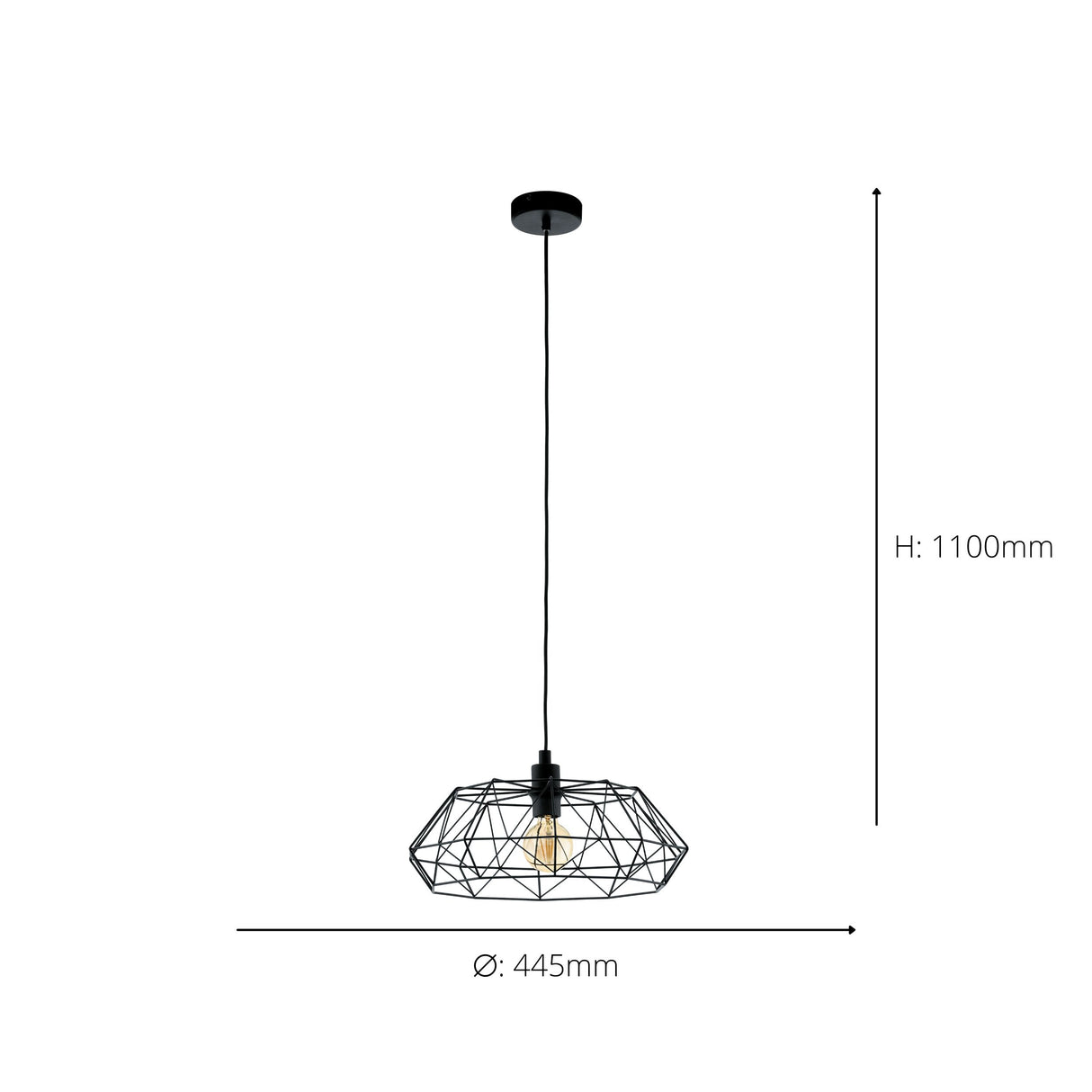 Eglo EU Carlton 2 Black Steel Pendant Light
