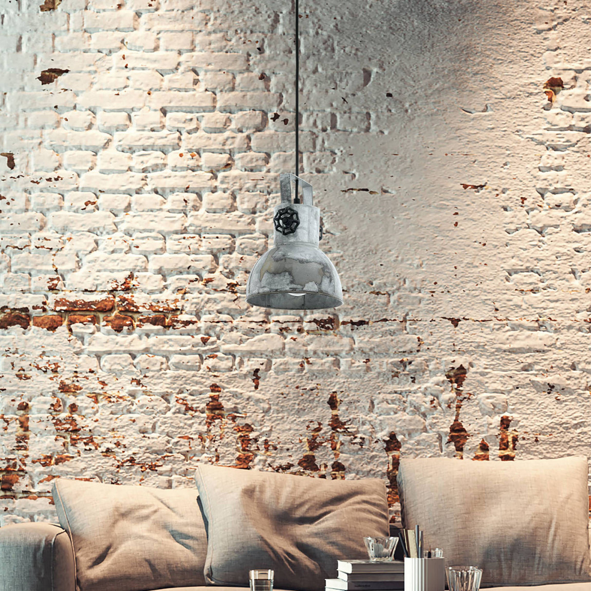 Eglo EU Barnstaple Wood & Steel Zinc Single Pendant