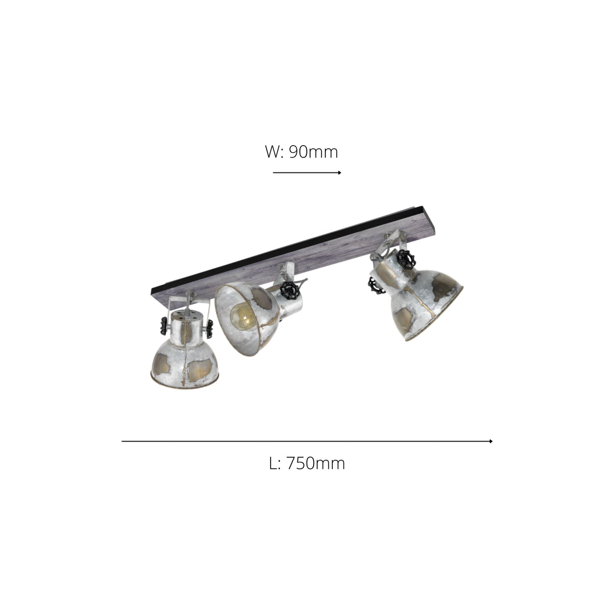 Eglo EU Barnstaple 3 Set Ceiling Light Wood Zinc