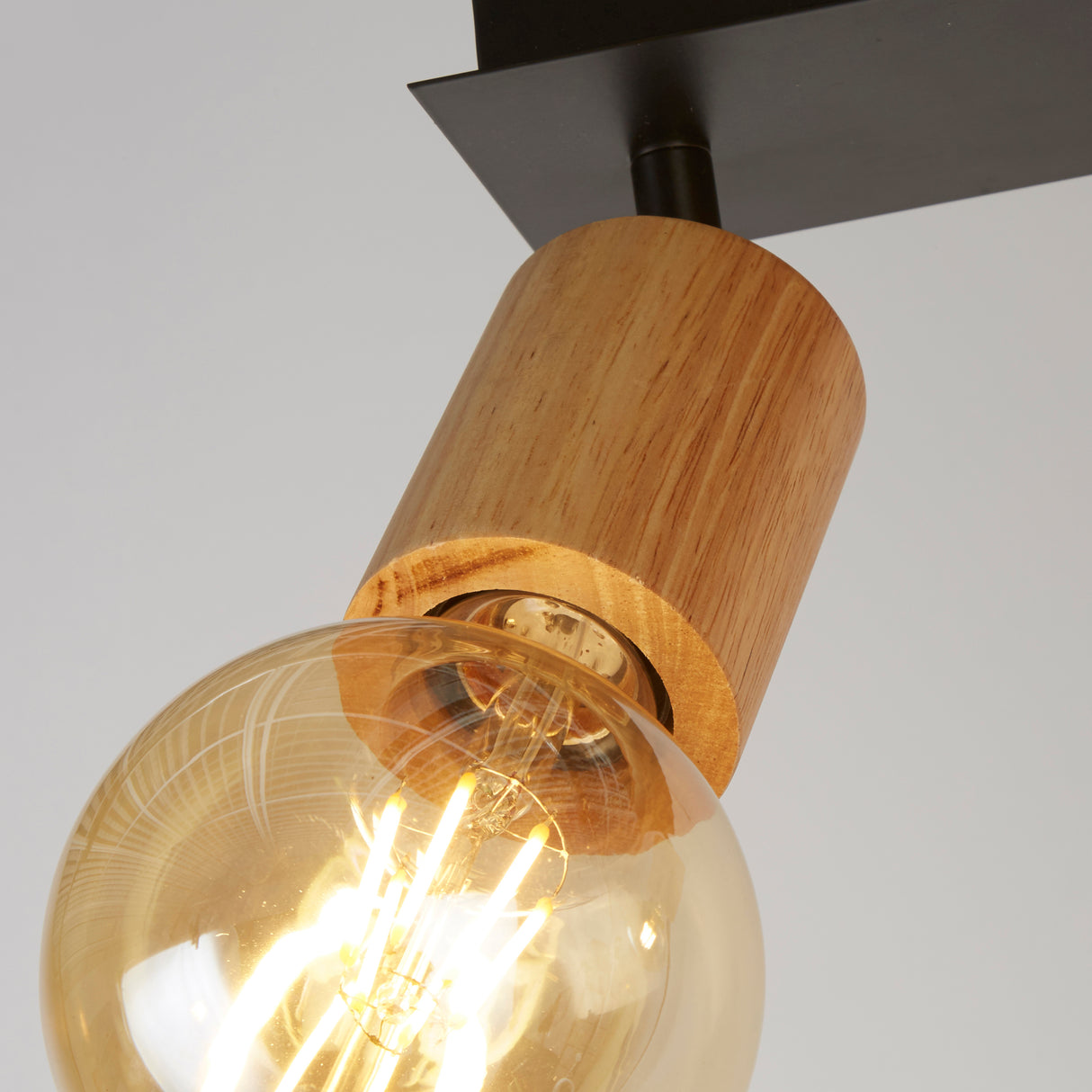 Searchlight Electric Spinny 4Lt Bar Spotlight - Wood & Matt Black Metal 50211-4NA