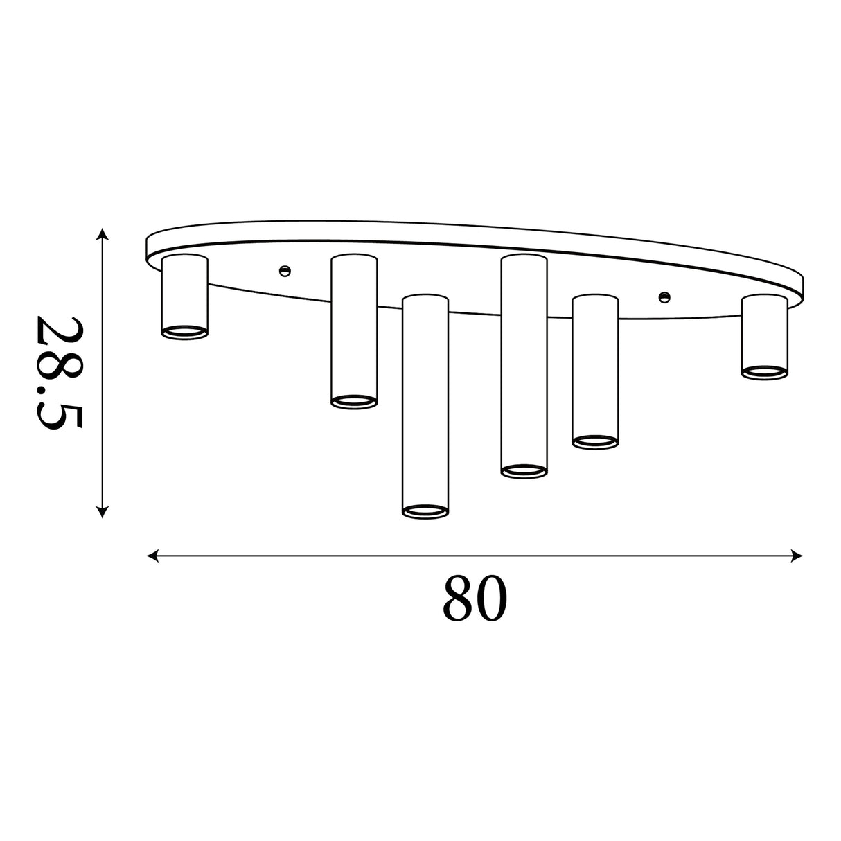 Searchlight Electric Tubes 6Lt Flush, Black Metal, Anodized Bronze, Brass 50571-6BK