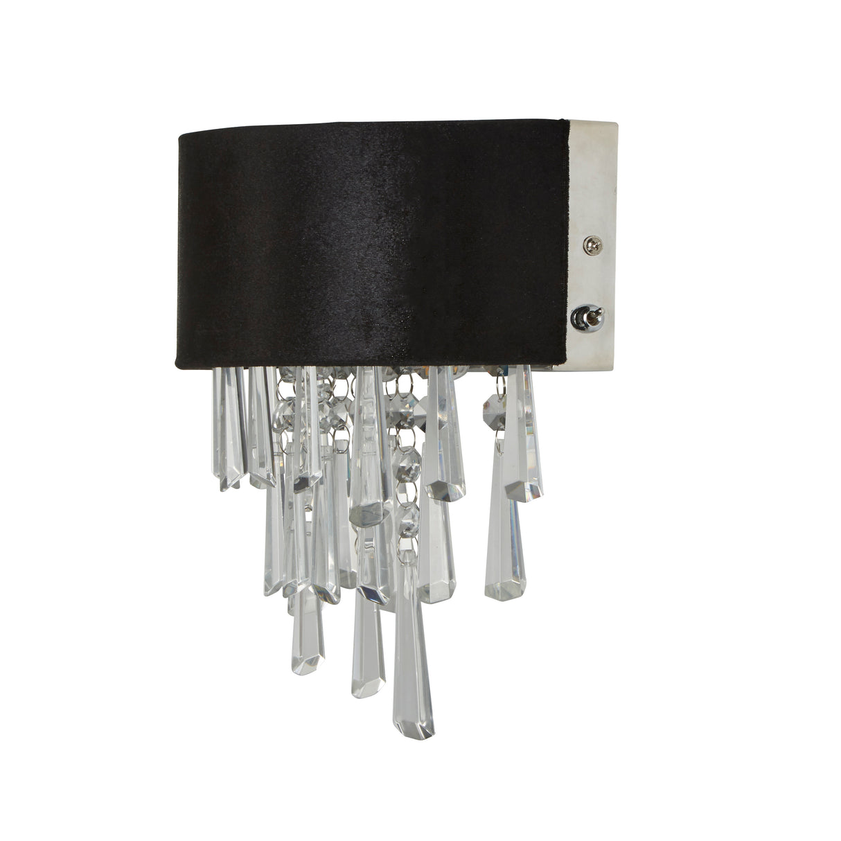 Searchlight Electric Glamour 2Lt Wall Light - Black Velvet & Clear Crystal 50818-2BK