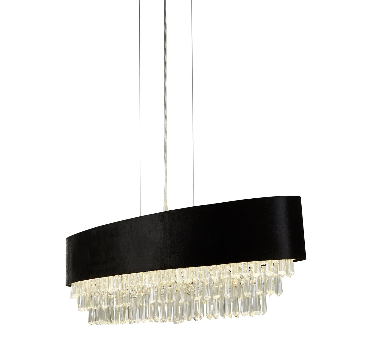 Glamour 8Lt Oval Pendant - Black Velvet & Clear Crystal
