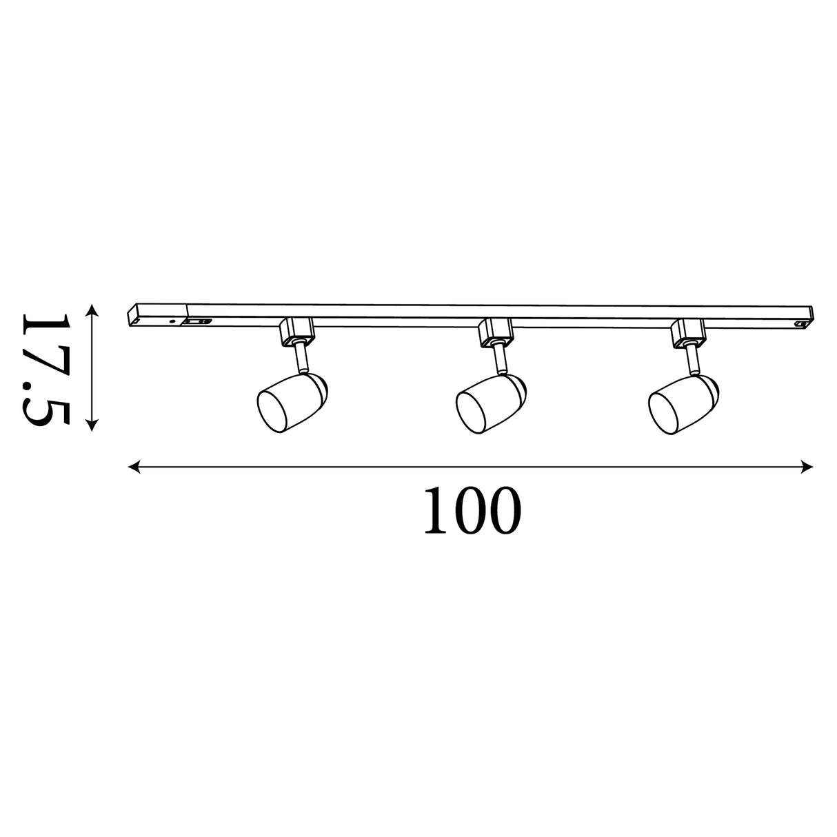 Searchlight Electric Track & Spot Pack- 3 Silver Heads, 1m Track, 2 Way Connector 51018SS