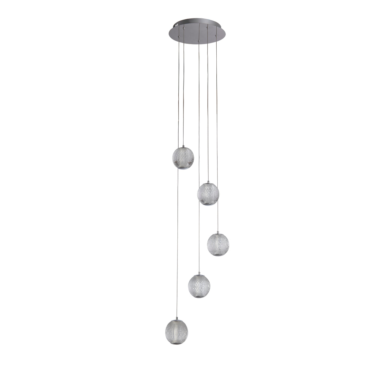 Searchlight Electric Allure 5Lt Multi-Drop Pendant - Chrome Metal & Clear Acrylic 51481-5CC