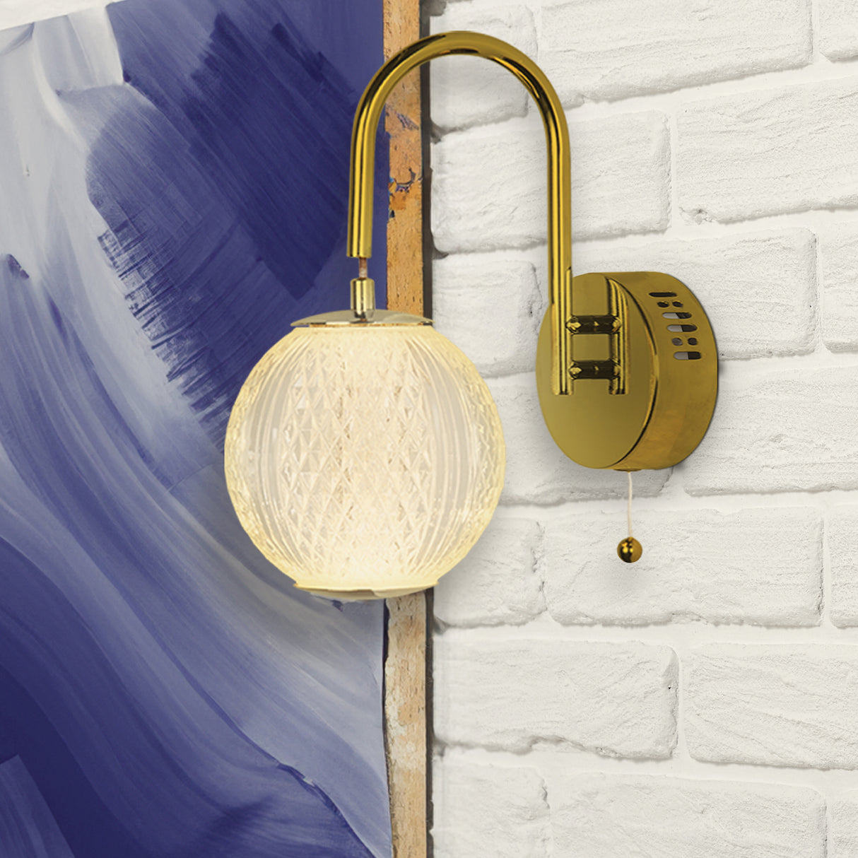Searchlight Electric Allure Wall Light - Satin Brass Metal & Clear Acrylic 51481SB