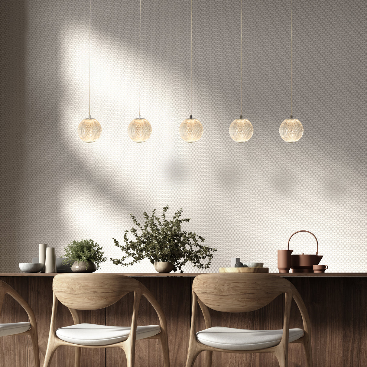 Searchlight Electric Allure 5Lt Bar Pendant - Chrome Metal & Clear Acrylic 51485-5CC