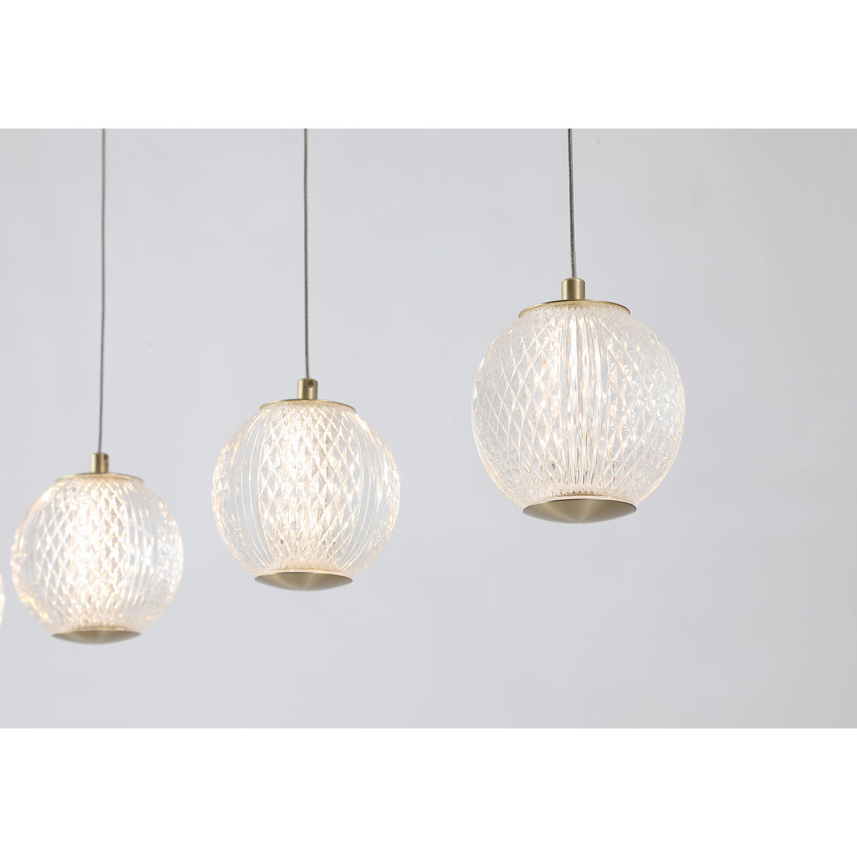 Searchlight Electric Allure 5Lt Bar Pendant - Satin Brass Metal & Clear Acrylic 51485-5SB