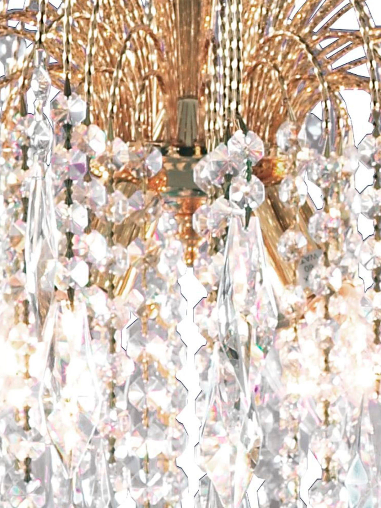 Searchlight Electric Waterfall 5Lt Pendant - Gold Metal & Crystal 5175-5