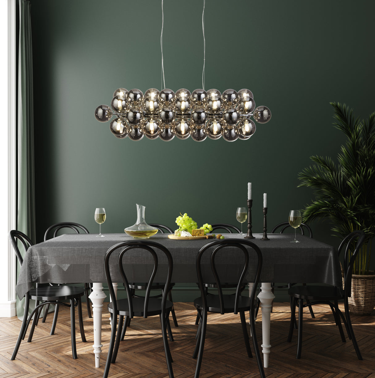 Searchlight Electric Berry 25Lt Bar Pendant - Chrome Metal & Smoked Glass 52131-25SM