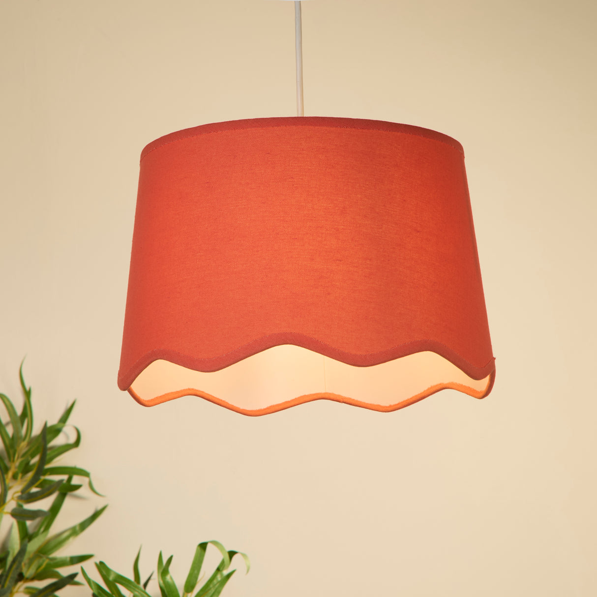 Searchlight Electric Evan Coral Scallop Linen Shade 53102