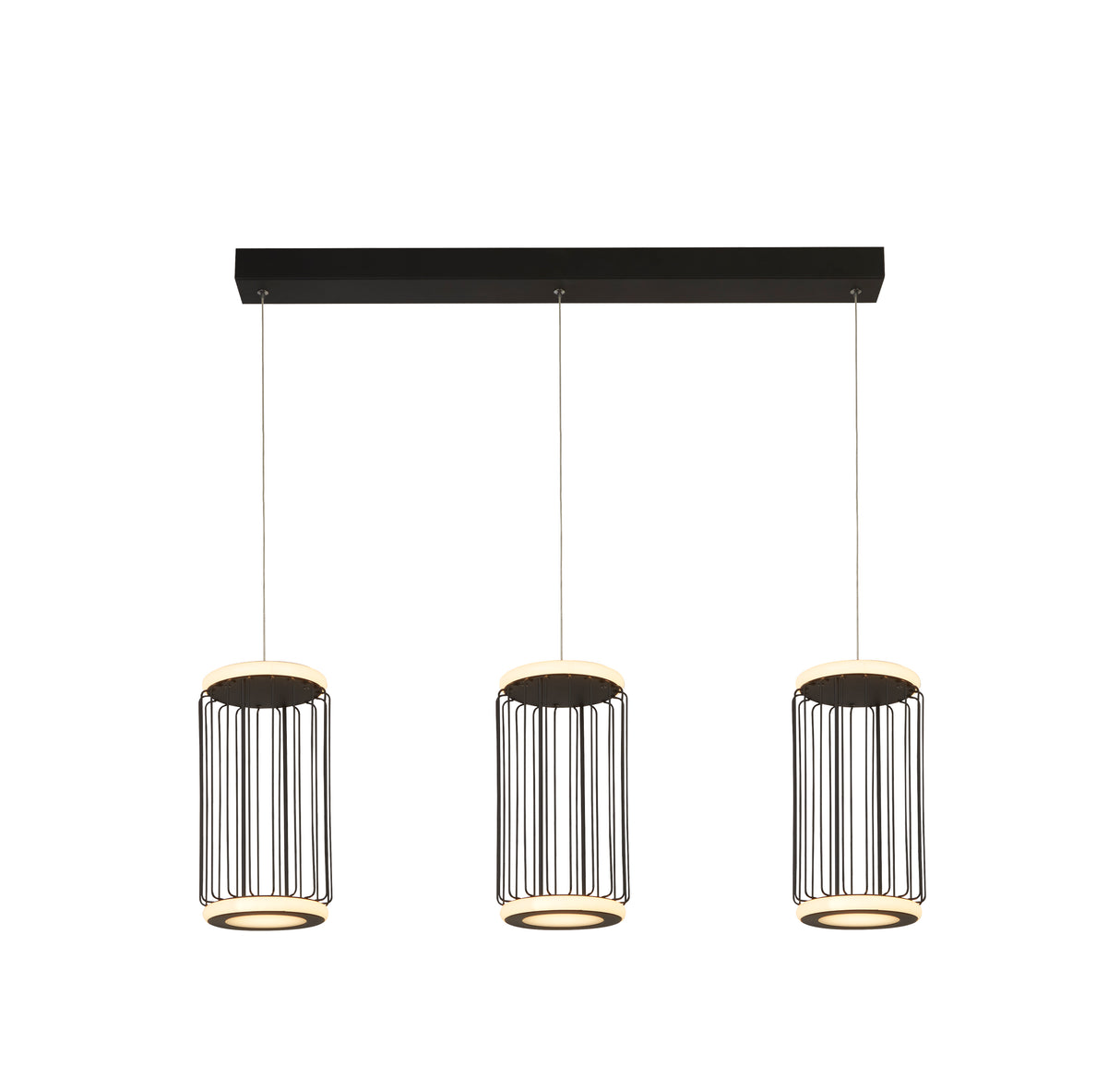 Circolo 3Lt Cage Bar Pendant - Black Metal & White Silicon
