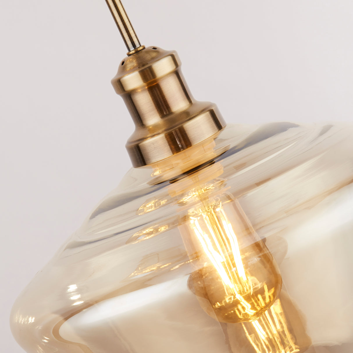 Searchlight Electric Mia 3Lt Multi-Drop Pendant - Antique Brass Metal,Amber Glass 5423-3AB