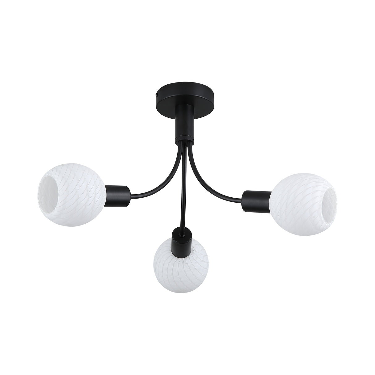 Searchlight Electric Nova 3Lt Ceiling Lamp, Black Metal with Frosted Glass Shade 54713-3BK