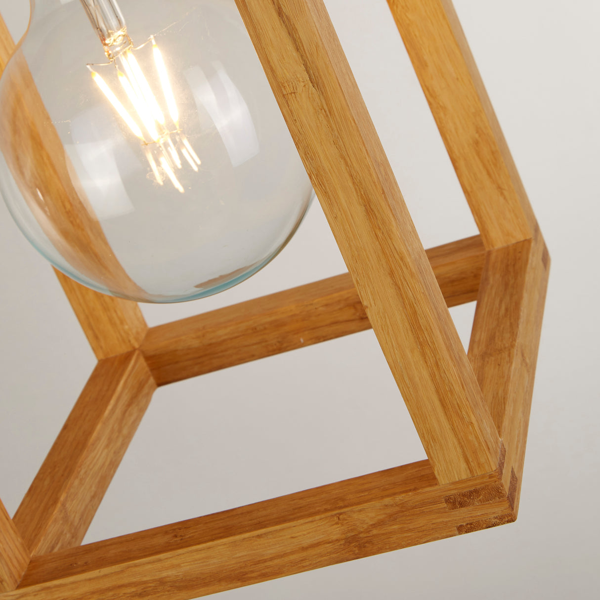 Searchlight Electric Square Pendant - Natural Wood & Black Metal 54741-1NA