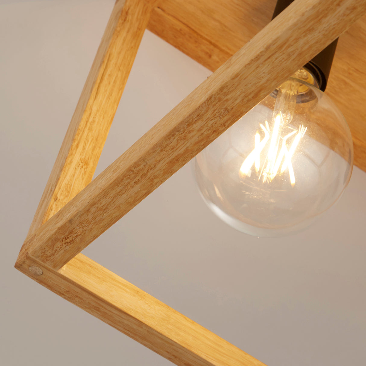 Searchlight Electric Square 4Lt Flush - Natural Wood & Black Metal 54742-4NA