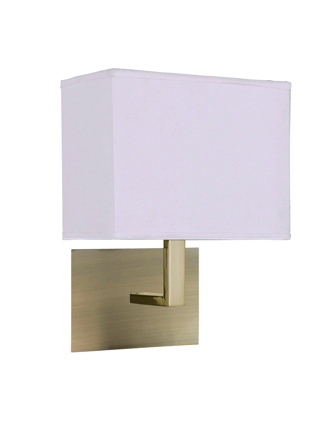 Searchlight Electric Hotel Wall Light - Antique Brass Metal & White Fabric Shade 5519AB