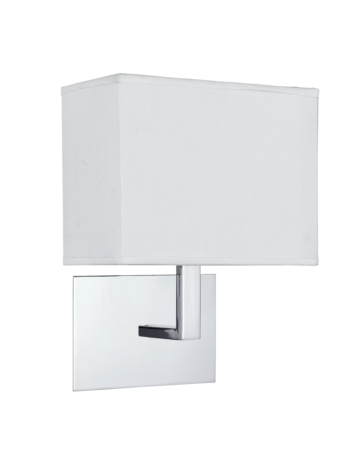 Hotel Wall Light - Chrome Metal & White Fabric Shade