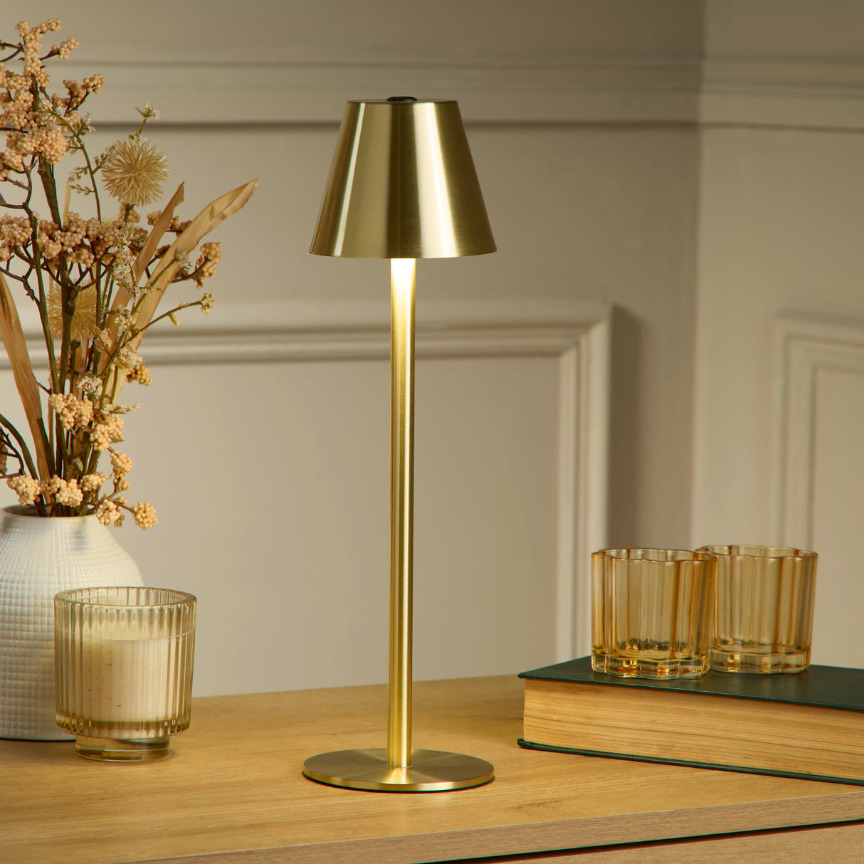 Searchlight Electric Tyler Rechargeable Table Lamp, Gold 55610GO