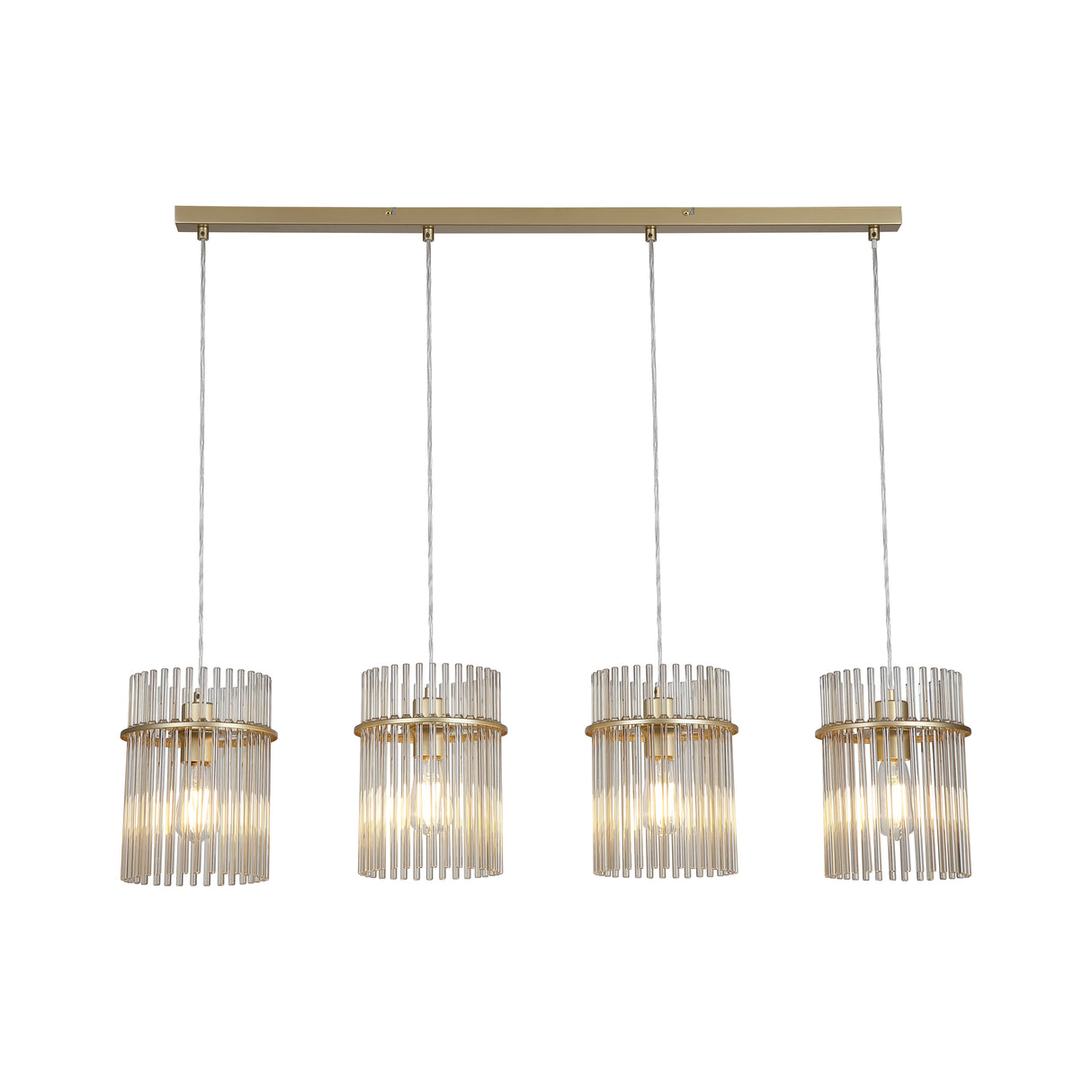 Swizzle 4Lt Bar Pendant, Gold Metal with Champagne Rods