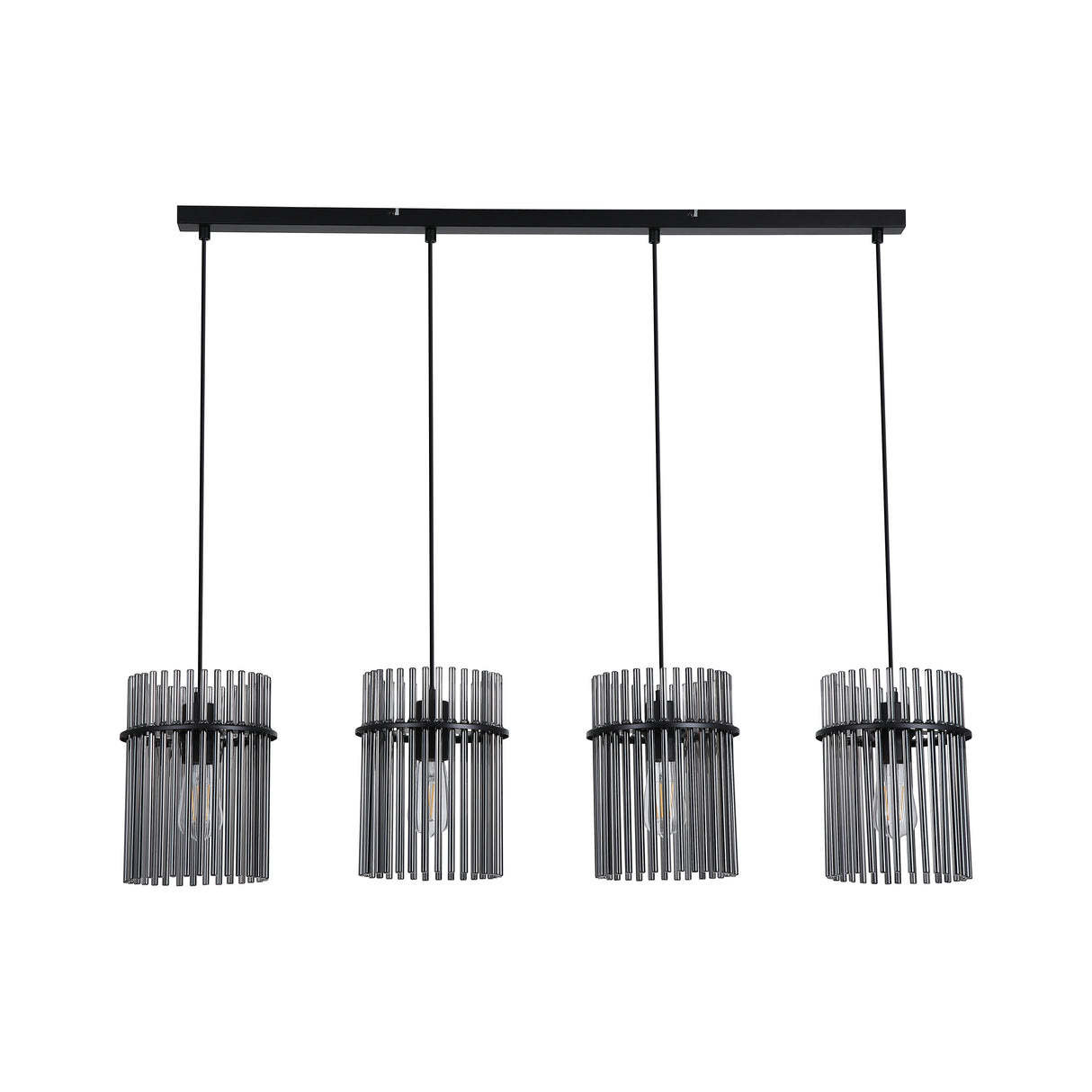 Searchlight Electric Swizzle 4Lt Bar Pendant, Matt Black Metal with Smoked Rods 55620-4SM