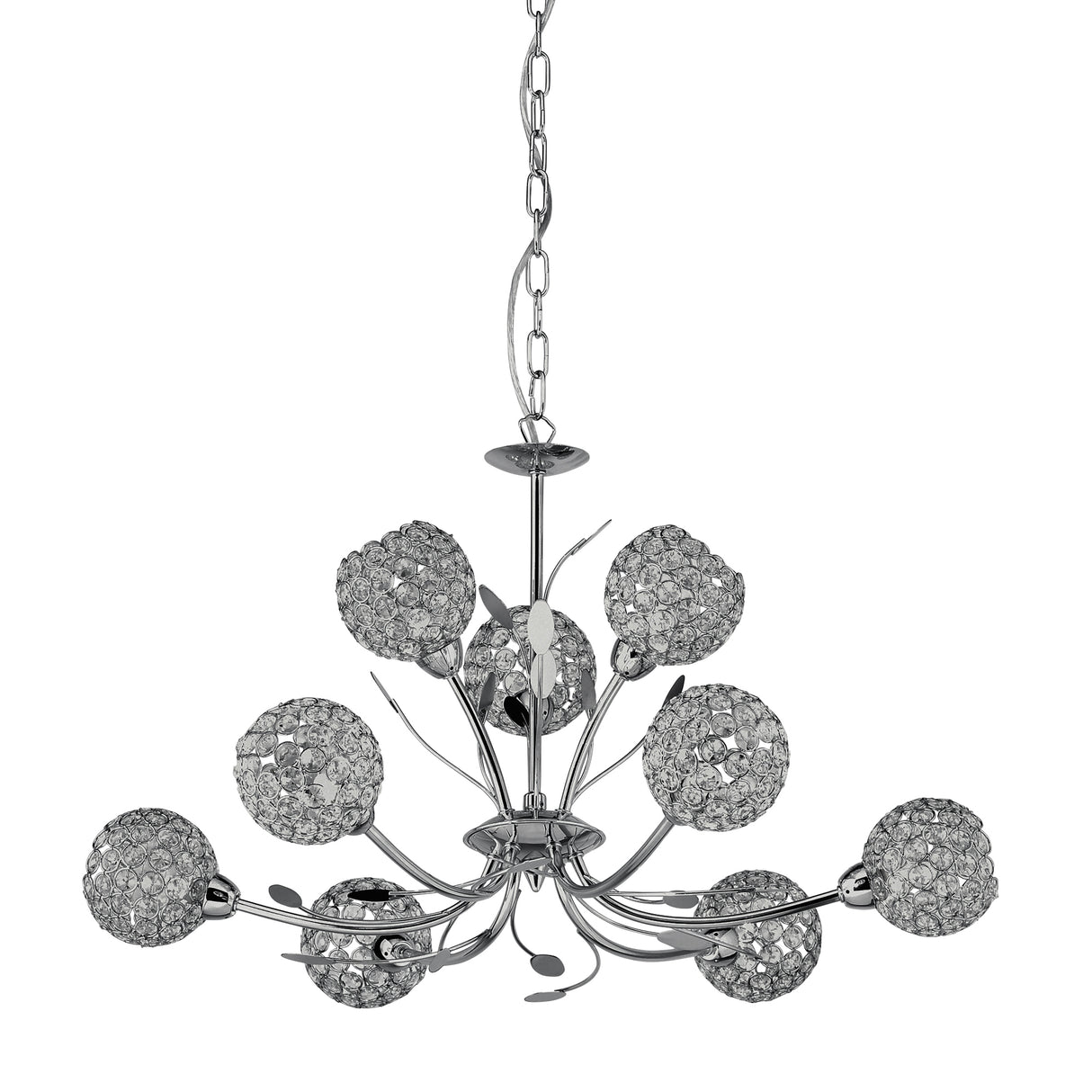 Searchlight Electric Bellis II 9Lt Pendant - Chrome & Clear Glass 5579-9CC