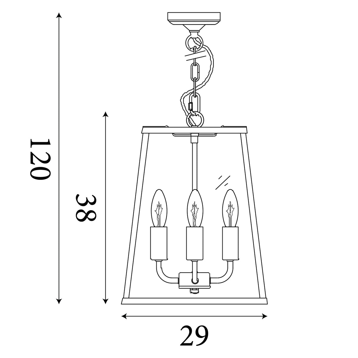 Searchlight Electric Lantern Noir 4Lt Pendant - Black Metal & Clear Glass 5614BK