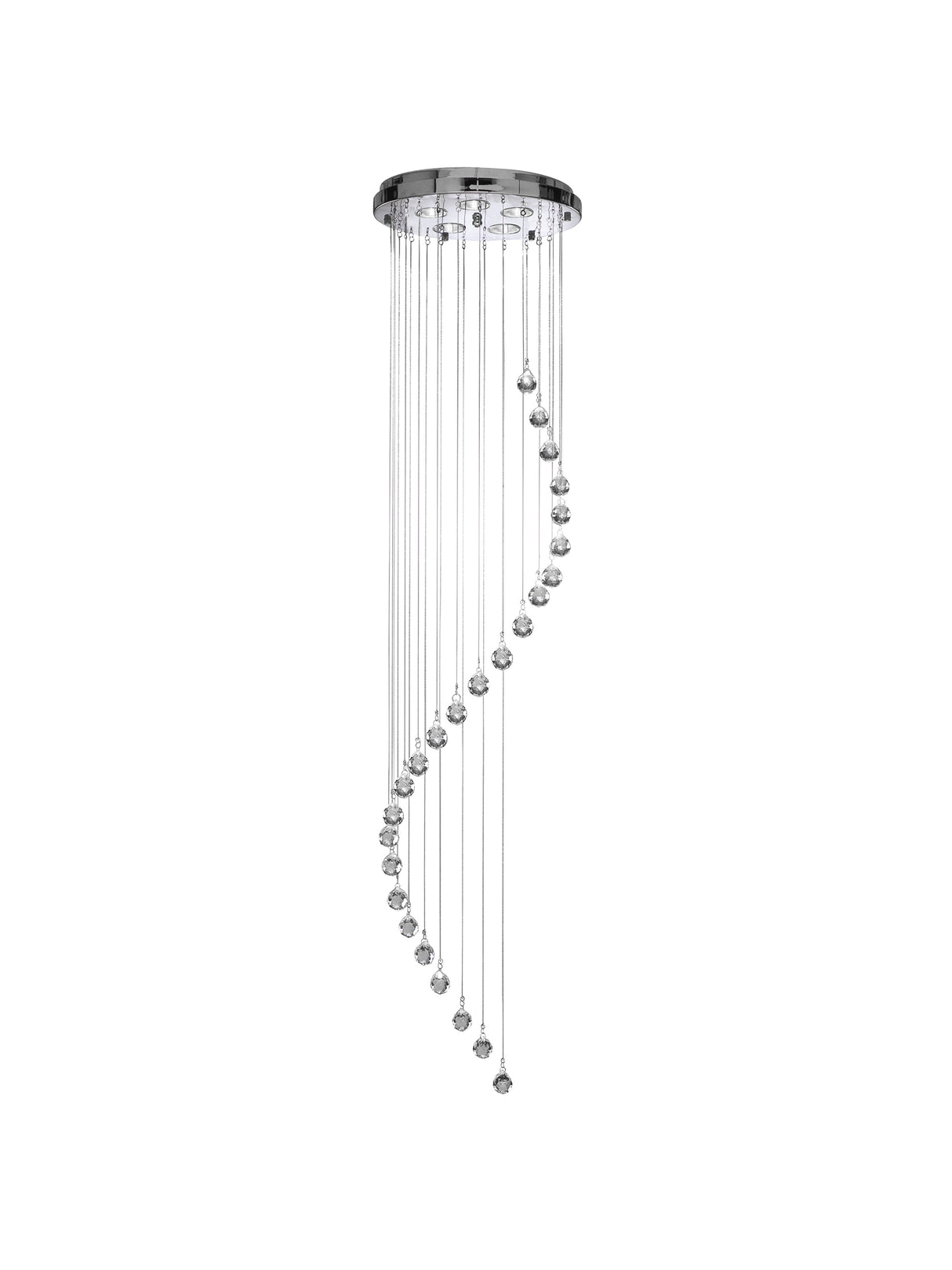 Searchlight Electric Hallway 5Lt Multi-Drop Pendant- Chrome Metal & Clear Crystal 5742CC