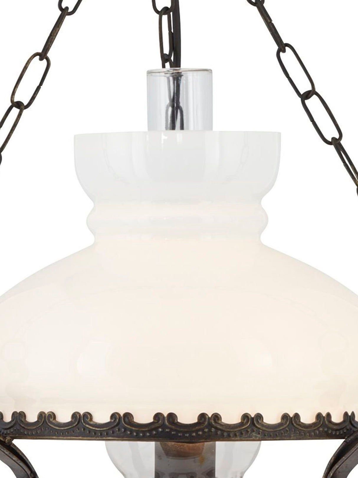 Searchlight Electric Oil Pendant - Rust Metal & Clear & Opal Glass 576RU